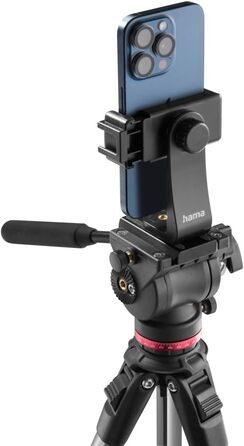 Відеоштатив Hama з флюїдною головкою для камери, смартфона і DSLR, алюмінієвий, легкий, 46–160 см, навантаження до 7 кг, з тримачем для телефону