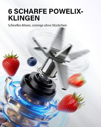 Блендер стаціонарний Standmixer 1500 Вт з льододробилкою (6 ножів) для смузі, коктейлів та заморожування фруктів, 2 пляшки 900 мл