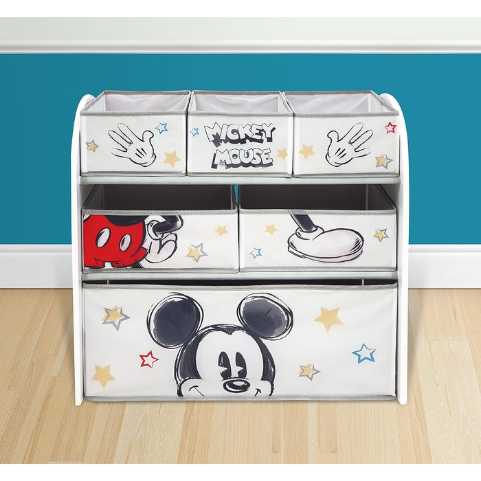 Дитячий дерев'яний органайзер Disney Nixy Kids Mickey Mouse з 6 контейнерами для іграшок