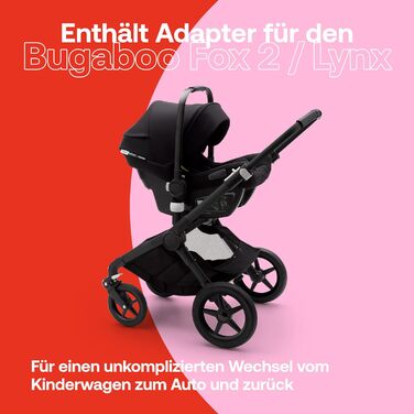 Дитяче автокрісло Bugaboo Turtle Air by Nuna 2020, ультра-легке та безпечне, з адаптерами для коляски Bugaboo Fox і великим сонцезахисним козирком, чорне