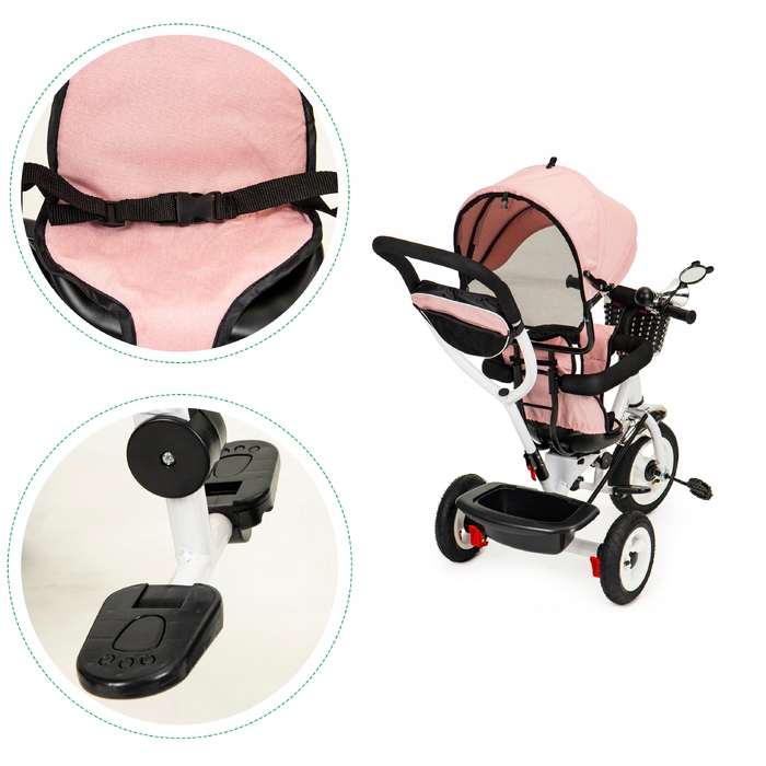 Триколісний велосипед Ecotoys 1796 (білий, чорний, рожевий, сірий)