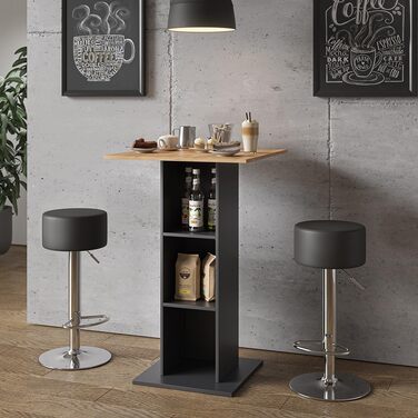 Стіл журнальний Vicco Rodeo, антрацит/золота дубова, 70x70 см
