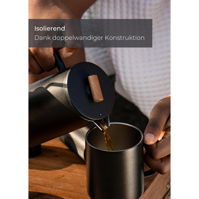 Набір термочашок LAMBDA COFFEE з ручкою, нержавіюча сталь, 2x360 мл, двостінна ізоляція для кемпінгу та outdoor, колір Dusk Blue