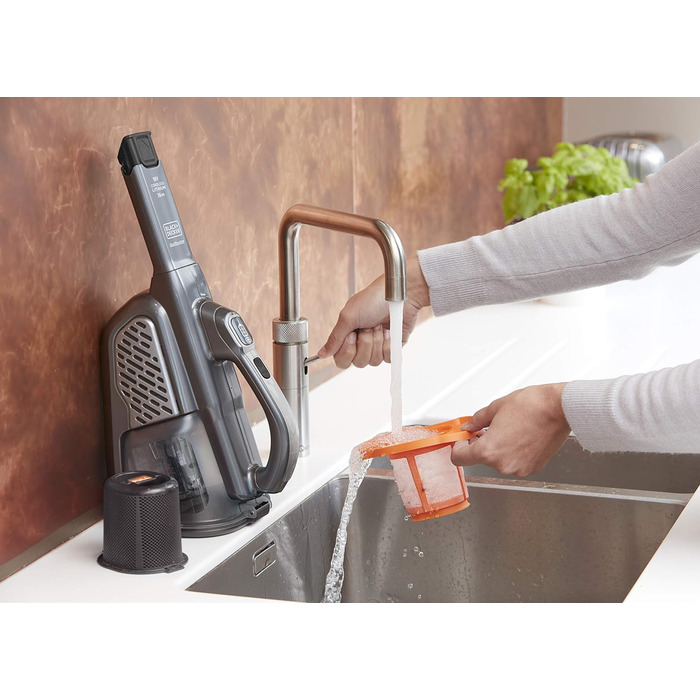 Акумуляторний ручний пилосос BLACK+DECKER Dustbuster Smart Tech 36 Вт/18 В, циклонний, 2 режими, з висувною щілинною насадкою, титан/срібло/чорний, з зарядним кабелем