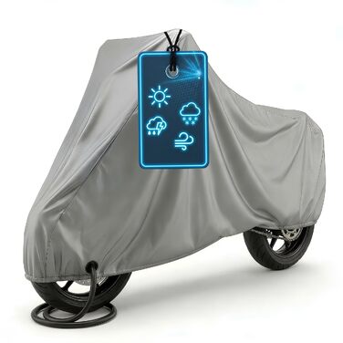 Водонепроникний чохол для мотоцикла та скутера Vespa All Weather (S), сріблястий, 185x90x110 см — всесезонний захисний покрив