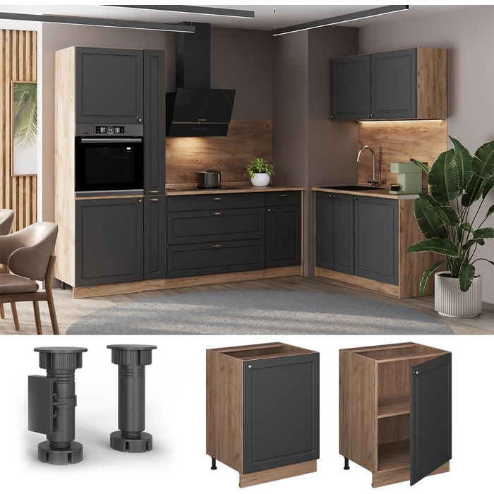 Кухонна нижня шафа Vicco Fame-Line, Зелений-Золотий (Landhaus), 50 см, без стільниці