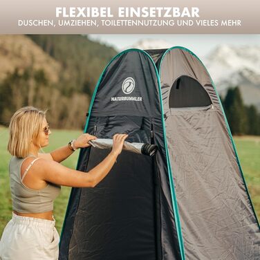 Намет для душу NATURBUMMLER Pop-Up з захистом приватності, водонепроникний, з 5 кишенями та підлогою (1,9 м) – мобільний туалетний намет, переодягальня, захист від погляду для кемпінгу, пляжу, відпочинку на природі