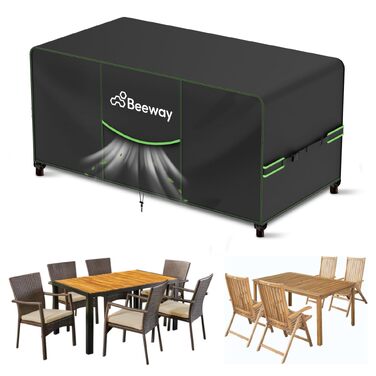 Чохол для садових меблів BEEWAY V2.0 150x90x73 см, водонепроникний, Oxford 420D, анти-UV, зимовий, чорний