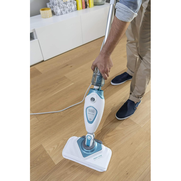 Парова швабра Black+Decker FSM1615, 1300Вт, знімний бак, 180° обертання, 2 мікрофібра, пароочисник для підлоги