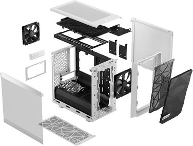 Корпус Fractal Design Meshify 2 Nano White TG Clear Tint, білий, скляна панель, компактний, для ігрових ПК