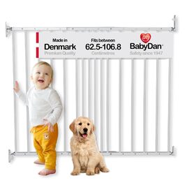 Захисний бар'єр для сходів BabyDan MultiDan 62,5-106,8 см, білий - металеві грати для дітей та домашніх тварин, виготовлено в Данії