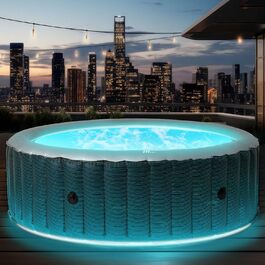 Надувний СПА-басейн BRAST MSpa Starry з LED-підсвіткою для 6 осіб, 204x70 см, 138 гідромасажних форсунок, енергозберігаючий таймер, функція нагріву та масажу, для вулиці та приміщення