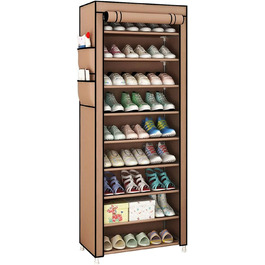 Trintion 10-ярусна шафа для взуття, пилозахисна, на 27 пар, сірий, 58x28x160 см