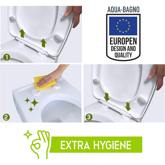 Універсальне сидіння для унітазу Aqua Bagno O-форма, з мікроліфтом, тонке, знімна кришка