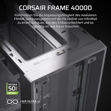 Корпус для ПК CORSAIR 4000D, модульний, Mid-Tower ATX, білий, високий повітряний потік, система монтажу вентиляторів InfiniRail™, сумісний з ASUS BTF, MSI Project Zero, Gigabyte Project Stealth