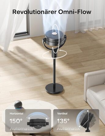 PELONIS вентилятор підлоговий Smart з осциляцією, DC мотор, 9 швидкостей, 26dB, регулювання висоти 36-110см, 9H