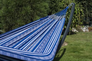 Подвійний гамак з підставкою Potenza Outdoor Pereira, 100% бавовна, 220x140 см, сірий (витримує до 160 кг), стійкий до погодних умов