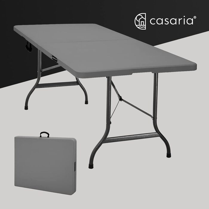 Розкладний садовий стіл CASARIA® 183x75 см, антрацит, на 8 осіб