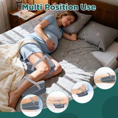 Ортопедична подушка між колін Dioxide для сну на боці з ефектом пам'яті (Memory Foam) для зняття болю в попереку, стегнах та суглобах, знімний чохол, темно-сіра