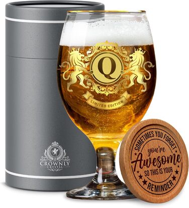 Пивний келих з гравіюванням CROWNLY CRYSTAL® – іменний подарунок для чоловіків, тата, оригінальний подарунок на день народження, персоналізований сувенір для чоловіка, стильний келих для пива