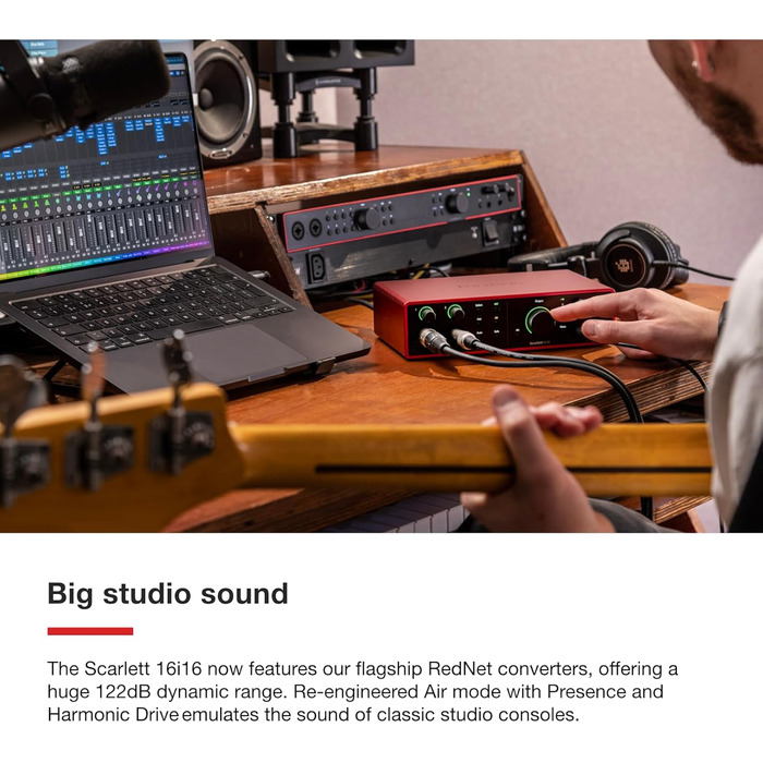 Focusrite Scarlett 4i4 4-го покоління USB Аудіоінтерфейс для гітаристів, вокалістів та музикантів (16 входів/16 виходів) - HiFi студійна якість