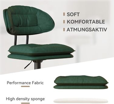Барний стілець Hawthyhome, 4 шт, ергономічні м'які барні стільці з спинкою, регульовані, подвійна оббивка, для кухні, їдальні, домашнього бару, колір мілітарі зелений