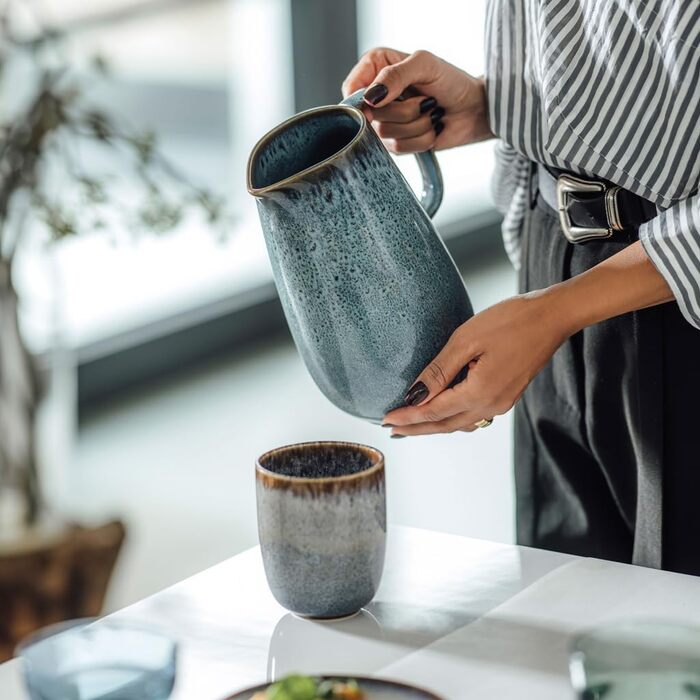 Керамічний глечик для води та соку Villeroy & Boch Lave glacé Blau, стійкий до мікрохвильової печі та посудомийки, блакитний