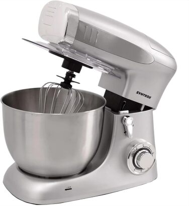 Кухонна машина Syntrox Germany Deluxe 1300 Вт, міксер і м’ясорубка 2-в-1, з аксесуарами, срібляста
