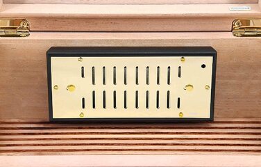 Хумідор adorini Torino Deluxe чорний з гігрометром для 30 сигар, дерев'яна коробка для зберігання та регулювання вологості