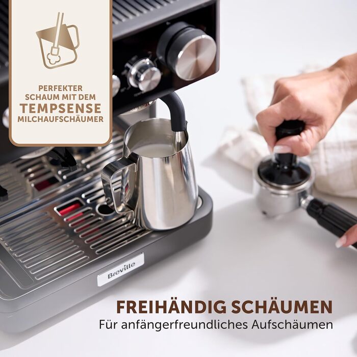 Кавомашина Breville Barista Slimline VCF185X: Еспресо, капучино, лате з вбудованим капучинатором (срібна)