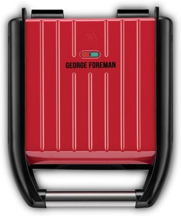 Контактний гриль George Foreman 24x17 см, червоний, для м'яса, риби, овочів, паніні та сендвічів, компактний, до 3 порцій, зменшує до 42% жиру