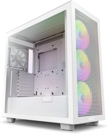 Корпус для ПК NZXT H7 Flow RGB білий, ATX Mid-Tower, з USB-C, сітчаста передня панель, загартоване скло, 3 вентилятори F-Series 140мм RGB, підтримка водяного охолодження