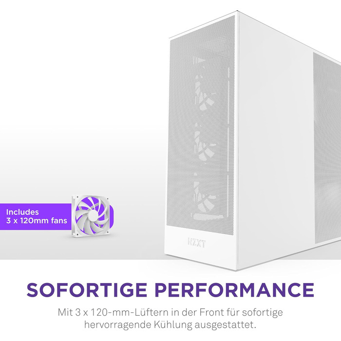 NZXT H7 Flow білий – корпус Mid-Tower ATX з високим повітряним потоком, підтримка до 3×120 мм вентиляторів для охолодження GPU, 3×120 мм фронтальні вентилятори, місце під 420 мм радіатор спереду