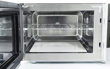 Мікрохвильова піч з грилем CASO MG25 Ceramic Menu, 25 л, 900 Вт, без піддону, нержавіюча сталь, 2 рівня, керамічне дно, дзеркальна поверхня, 1000 Вт гриль, Sound on/off
