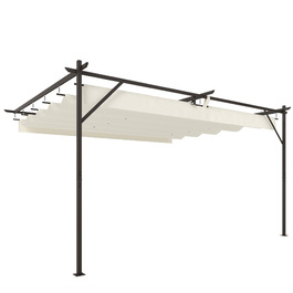 Тerasna Dachka Pergola приблизно 4x3м - Накриття для тераси з регульованим дахом, кріплення до стіни, захист від УФ-випромінювання 30+, кремовий білий