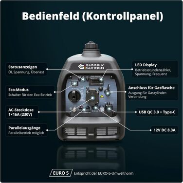 Інверторний генератор Könner&Söhnen 1900iG S (Blue3100igs), 2000 Вт, двопаливний (бензин/ГБО)