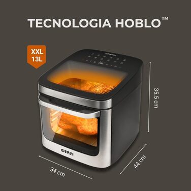 Мультифункціональна аерофритюрниця та BBQ-гриль G3 Ferrari Friggisano BBQ G10181, 2000 Вт, 10 л XXL, 8 програм, без диму, BPA- та PFOA-free, чорний/сірий
