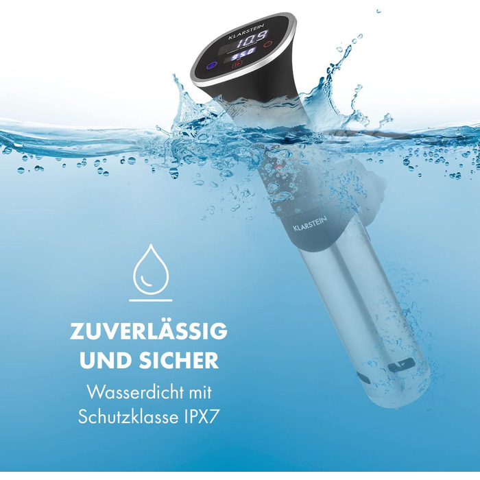 Klarstein Sous Vide Garer: Електричний су-від прилад, 1200W, 20-95°C, таймер, керування через додаток, сенсорний дисплей, 3D циркуляція, для посуду 10-15 літрів, нержавіюча сталь, чорний