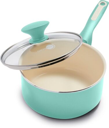 Каструля GreenPan Rio 2 л з кришкою, керамічне антипригарне покриття, без PFAS, бірюзова, підходить для посудомийної машини