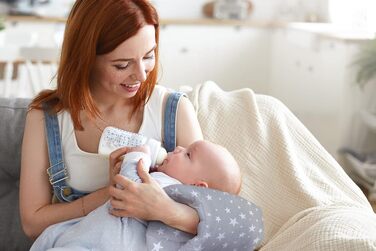 Подушка для годування Amilian Baby klein з наповнювачем, сіра (Sternchen Klein). Подушка-муфта для рук, 22x20 см, для подорожей