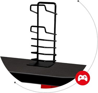 Ігровий стіл Huzaro Hero 5.0, 120x60 см, чорний/червоний, карбонова стільниця, підставка для монітора, тримач для навушників і напоїв, отвори для кабелів, комп'ютерний стіл для геймерів