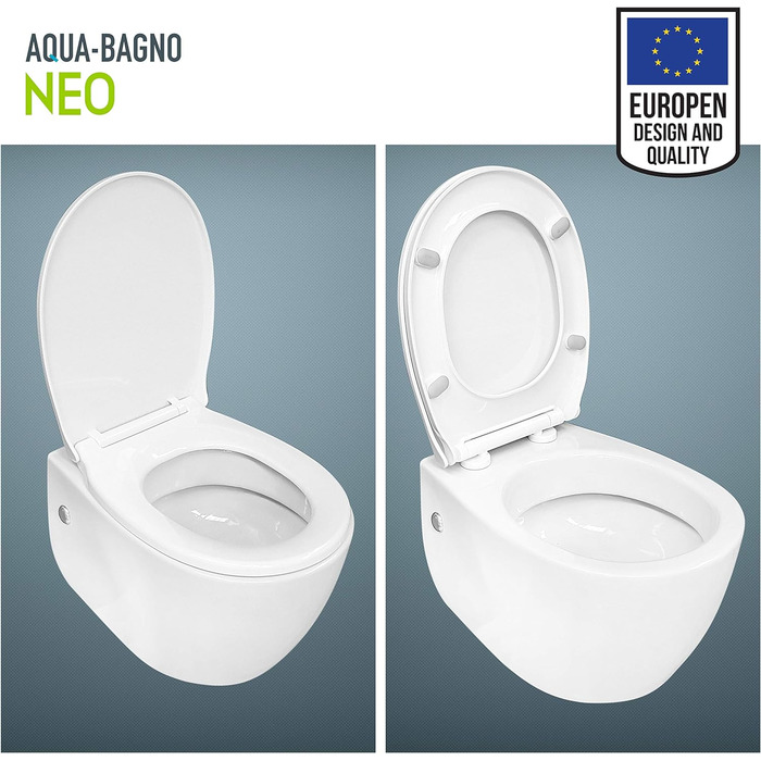 Універсальне сидіння для унітазу Aqua Bagno O-форма, з мікроліфтом, тонке, знімна кришка