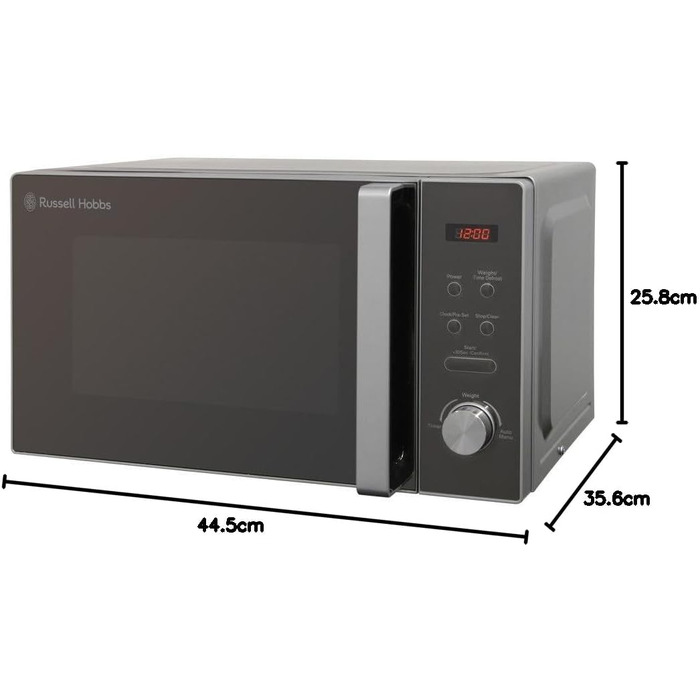Компактна мікрохвильова піч Russell Hobbs RHM2076S, 800 Вт, 20 л, срібляста