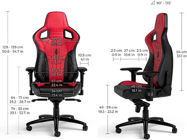 Ігрове крісло noblechairs Epic Spider-Man Edition, ергономічне, офісне, з підголівником і поперековою підтримкою, для користувачів до 120 кг і 185 см, спецвидання, екошкіра PU