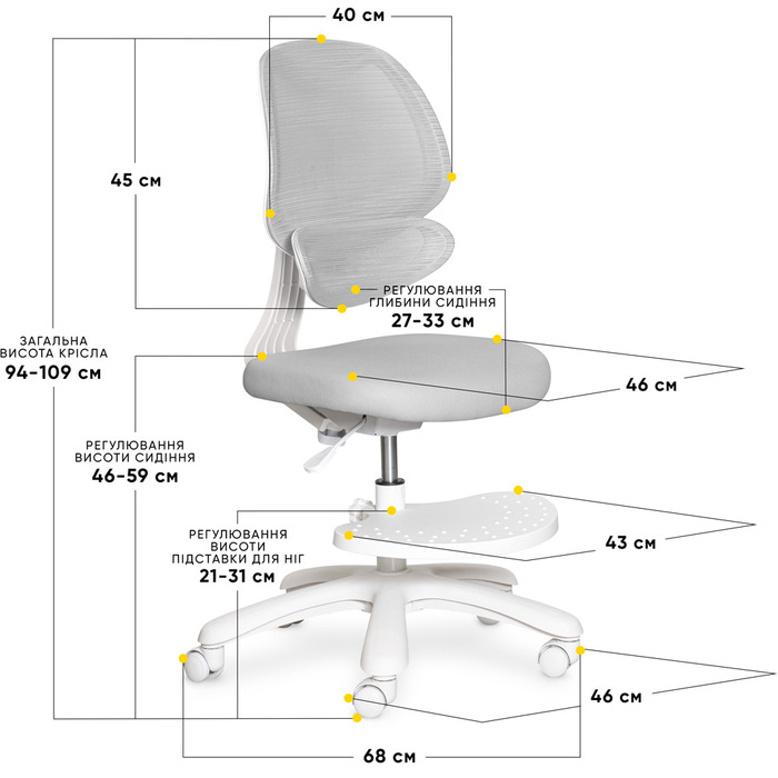Дитяче крісло Evo-Kids Sirius Air Grey (арт.Y-605 G)