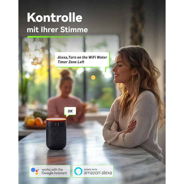 Таймер поливу RainPoint WiFi 2 канали з антенним шлюзом, латунним входом, керуванням через додаток та голосовий помічник, IP65. Автоматична система поливу для саду, 2 зони, 6 графіків