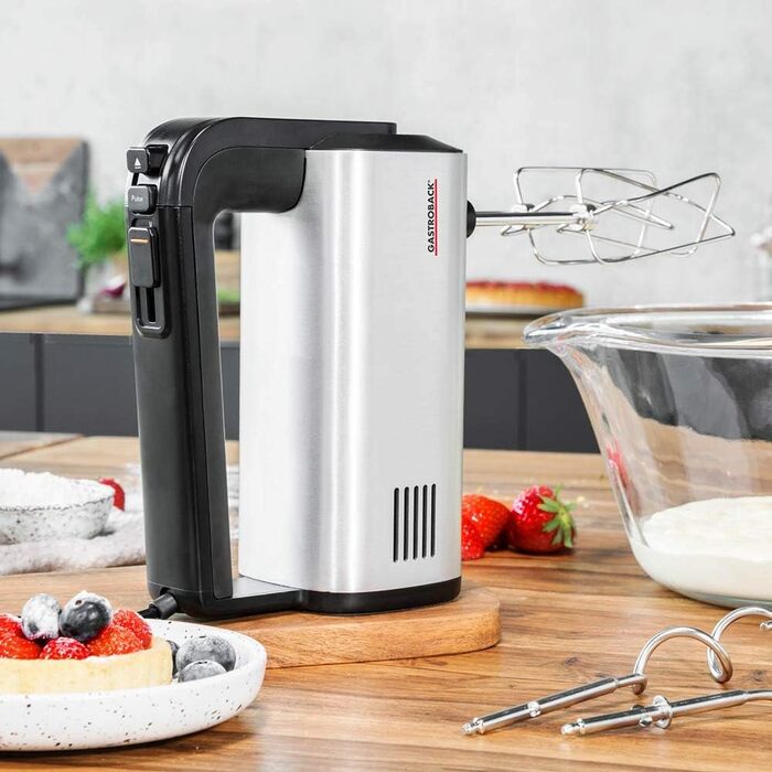 Ручний міксер GASTROBACK 40983 Design Pro, 500 Вт, 5 швидкостей, турборежим, алюмінієвий корпус, сріблясто-чорний