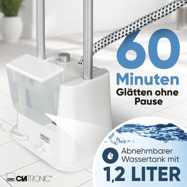 Clatronic® Вертикальний відпарювач | Швидкий старт | Знімний резервуар 1,2 л | До 60 хв. роботи | 1600 Вт | Відпарювач | 3 режими | Для делікатних тканин | TDC 3809 білий