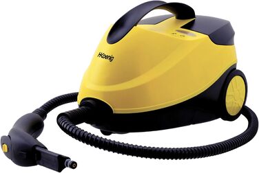 Парогенератор H.Koenig NV6200, 2000 Вт, 4 бар, 45 хв автономності, готовий за 8 хв, компактний, багатофункціональний, для дому, офісу, меблів, авто, 10 насадок, жовтий/чорний