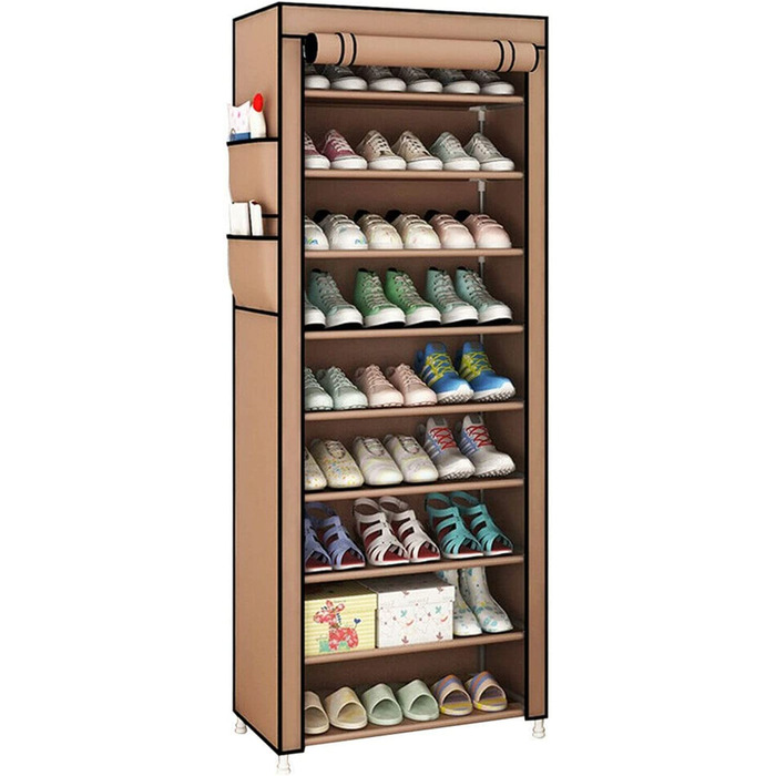 Trintion 10-ярусна шафа для взуття, пилозахисна, на 27 пар, сірий, 58x28x160 см